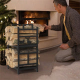 Iron Log Holder Indoor Heavy Duty Firewood Rack 180kg V178-66794