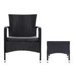 Gardeon 3PC Outdoor Bistro Set Patio Furniture Wicker Setting Chairs Table Luca ODF-BISTRO-RATTAN-XL-BK