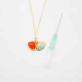 Gift Box - Aroma Necklace 925 Silver, Gold coated - Green Shell Sunset Coral V760-GBAJ - 15