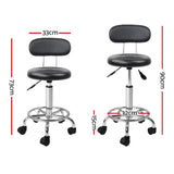 Artiss 2x Salon Stool Swivel Chair Backrest Black SALON-B-4128-BKX2