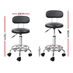 Artiss Salon Stool Swivel Chair Backrest Black SALON-B-4128-BK