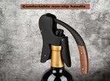 Wine Opener,Compact Vertical Corkscrew Wine Bottle Opener with Wood Handle and Built-in Foil V1192-AZ-W-15499