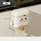 12L/Cute Wall-Mounted Trash Can with Lid, Odor Proof & No Drill Hanging Bin for Kitchen & Bathroom, V1385-LJT-002