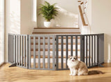 i.Pet Dog Gate Playpen Enclosure 6 Panels Pet Door Fence Wooden Play Pen Stair PET-GATE-WD-282X80-GR