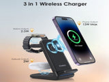 CHOETECH T608-F-BK 15W 4-in-1 Wireless Charger Stand for iWatch and Samsung Watch V28-ELECHOT608FBK