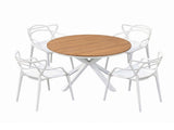 Gardeon 5PCS Outdoor Dining Set Table and Chairs Patio Garden Furniture Entwine FF-DIN-PP601-5SET-WH