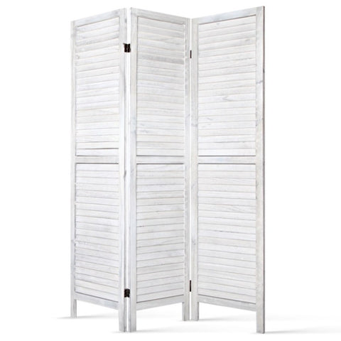 Artiss 3 Panel Room Divider Screen 120x170cm Louver White RD-B-0539-3P-WH