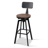 Artiss 3x Bar Stool Swivel Industrial Counter Barstools 63-79cm Seat Height Adjustable Metal Legs BA-TW-V17-098BACK-BKX3