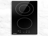 Devanti Electric Ceramic Cooktop 30cm CCT-B-2B-3Z-TOUCH-BK