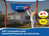 Everfit 12FT Kids Trampoline Rectangle Rebounder with Basketball Set Blue TRAMPO-C-8X12FT-BLOR-AB