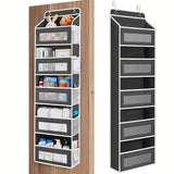 Storage Marvel in Black & Gray 5-Tier Over-the-Door Organizer with 5 Large Pockets. Sturdy and V1106-MHSND003