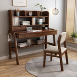 Ave Solid Wood Study Desk with Shelf and Drawers/Bookcase/Rubberwood/Walnut V1057-DM6283-120CM