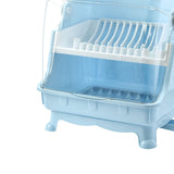 Cutlery Dish Drainer Rack with Lid Cover Multifunctional Kitchen Tableware Storage Box Blue V1294-YM0716-3118220101512