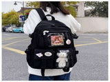 Kawaii Backpack, Cute Bookbags With Kawaii Pin And Accessories black cute kawaii backpack -- V1370-AZ4-06613