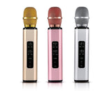 K6 Handheld Wireless Bluetooth-compatible Condenser Microphone Karaoke Speech Mic Speaker Golden V1263-JX-1078
