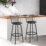 Artiss 2x Bar Stools Swivel Leather Padded Metal BA-TW-T5033A-BKX2