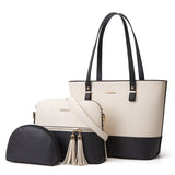 3 Pieces Set Composit Bags,Vegan Leather Stylish Totes Handbag with 2 Matching Smaller Bag for Women V1192-AZ-W-16579