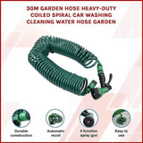 30M Garden Hose Heavy-Duty Coiled Spiral Car Washing Cleaning Water Hose Garden V63-912781