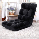 Artiss Floor Lounge Sofa Bed Flannel Fabric Black FLOOR-SBL-M193-S-BK