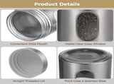 3PCS Stainless Steel 20oz Food Storage Jars with Clear Glass Window, Airtight Coffee Tea V1369-AZ3-W-08797
