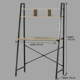 CARLA HOME Ladder Desk with Shelves - Steel Frame - Oak - 84cm - Brown - Study Desk V178-36434