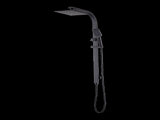 WELS 10" Rain Shower Head Set Square Dual Heads High Pressure with Handheld in Black V63-848021