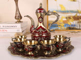 Elegant Gold Metal Serving Set - Decanter, 6 Cups, Tray V888-ELOSUNG26383