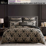 Davinci Vercelli Noir Bold Italianesque Motifs Adorn Robed Finish Quilt Cover Set King V442-LED-QUILTCS-VERCELLINOIR-BLACK-KI