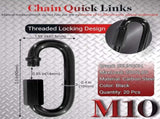 3.5" Black Quick Link, 20 Pcs 3/8" Heavy Duty Locking Carabiner, 2000 LBS Capacity, Durable V1258-DP02-WO-395