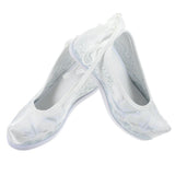Vintage Embroidered Han Chinese Clothing Shoes White Cloth Rubber Sole Breathable V1369-AZ3-W-18481