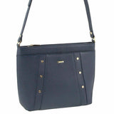 Morrissey Italian Womens Structured Leather Cross Body Handbag Bag Ladies - Navy V563-MO-3163-NAVY