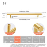 (4-Pack) Cabinet Handles 8.6" Satin Gold Cabinet Pulls Handles for Cabinets and Drawers Cabinet V1366-AZ2-W-06524