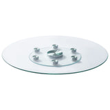 76.8 cm Glass Lazy Susan Turntable, Tempered Glass Dining Table Centerpiece with 6 Rotating Wheels, V952-CZZP30YCBLTMNYA7MV0