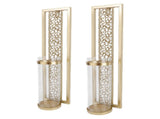 2pcs Wall Candle Holder Vintage Hollowed Candle Holder Metal Wall Art with Glass Cover for Home V1294-YM0901-3115250079011