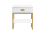 Sarantino Alessia Bedside Table - White/Gold TBL-392-11-WHG
