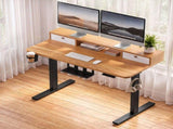 Artiss Electric Standing Desk Height Adjustable Home Office 120cm Oak HASD-ET156E-SHELF-BKWD-AB