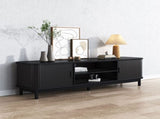 160cm Ribbed Black Entertainment Unit V264-TAB-727C-BLK