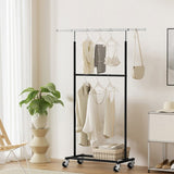 Artiss Clothes Rack Double Rod Airer Rail Coat Stand Adjustable Hanger HANGER-165H-D-SI