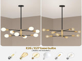Modern Sputnik 8 Lights Height Adjustable Ceiling Light Fixture Mid-Century Modern Gold V1171-CX-BOM000425
