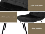 Artiss 2x Dining Chairs Velvet Tufted Kitchen Lounge Cafe Accent Chair Black DINC-K-799-BKX2