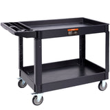 Utility Service Cart, 2 Shelf 550LBS Heavy Duty Plastic Rolling Utility Cart with 360&deg Swivel Wheels V952-DXSLSYTCDXCD2ZRGNV0