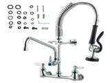 Commercial Faucet with Pre-Rinse Sprayer, 21" Height, 8" Center, 12" Swing Spout, Wall Mount Kitchen V952-BGSYCXSLTBGS9X3ACV0