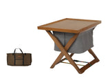 Foldable Wooden Laundry Cart with Detachable Fabric Storage Bag Walnut Color 45x37x53cm V888-ELOSUNG1094