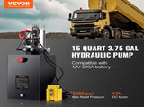 Hydraulic Pump 15 Quart Double Acting Dump Trailer Pump Power Unit DC 12V V952-YXYYB12VZLDJ3VIN2V0