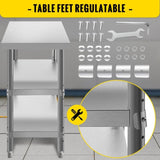 Stainless Steel Prep Table, 1520x450x855 mm Commercial Stainless Steel Table, 2 Adjustable V952-BXGSCDJ6014INTM79V0