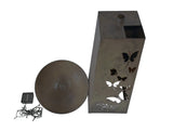 Set 2 Nested Butterfly Pillar Planters w Solar Led Lights 82cm, 68cm V637-27601PLN
