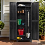 Gardeon Outdoor Storage Cabinet Box 173cm Lockable Cupboard Sheds Garage Adjustable Black OSC-CABI-H1D-BK