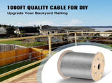 Stainless Steel Cable Railing 3/16" x 1000ft, Wire Rope 316 Marine Grade, Braided Aircraft Cable V952-GSS1X19-4.8MM305MV0