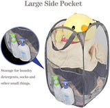 2 Pack Foldable Mesh Laundry Baskets with Reinforced Handles Grey Portable for Home Travel Student V1258-DP02-BOL-329