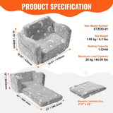 Fold-out Kids Sofa, Glow-in-the-Dark Kids Couch Chair, 2-in-1 Children Convertible Sofa to Lounger, V952-ETSFZDSF00008T8FPV0